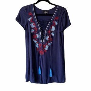 Lulu's Lyrical Winds Embroidered Lace Up Dress XS